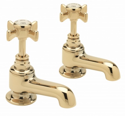 Churchman gold bath pillar taps